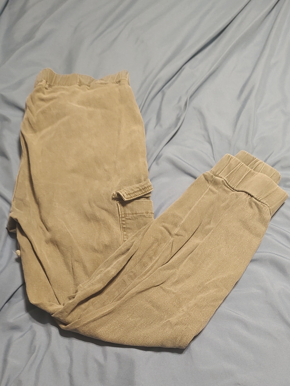 Casual Elastic Waist Cargo Joggers in Olive Green